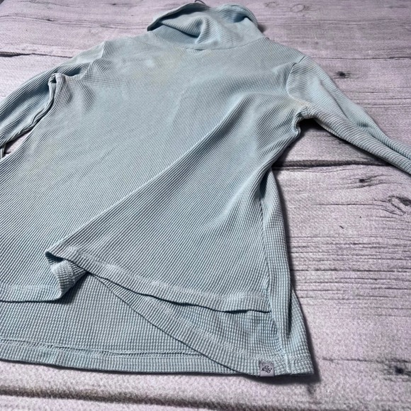 Eddie Bauer Womens Light Blue Waffle Knit Cowl Neck Long Sleeve Top Size M - Picture 4 of 6